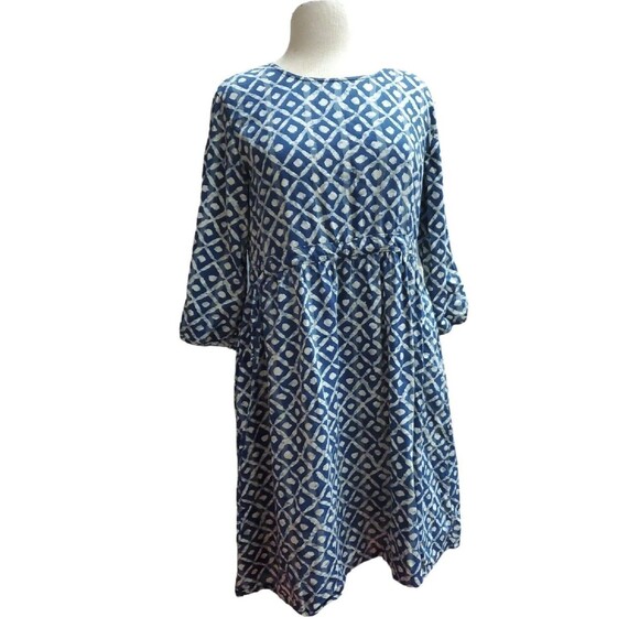 Emery Rose Dresses & Skirts - Emery Rose Women’s One Size Blue Beige Midi Dress 3/4 Sleeve M L